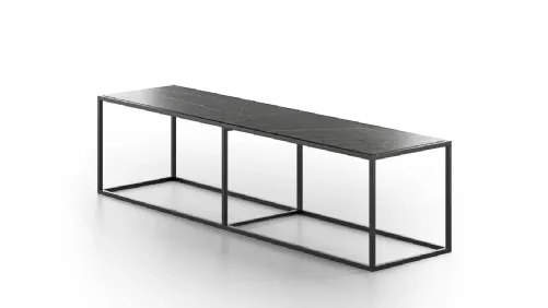 Tavolino Panca Minimal con top in pietra Gray Stone e base in metallo di Doimo Salotti