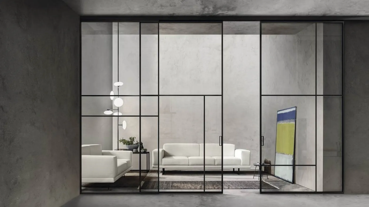 Porta per interni in vetro con telaio in alluminio Zeus Sospesa 01 di Doal