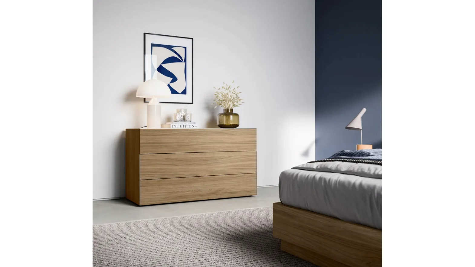 Comò Slim in nobilitato finitura effetto legno di Dielle Modus