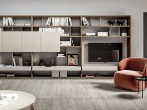 Parete Attrezzata MOOD 10 in laccato opaco e nobilitato design plissé di Dielle Modus